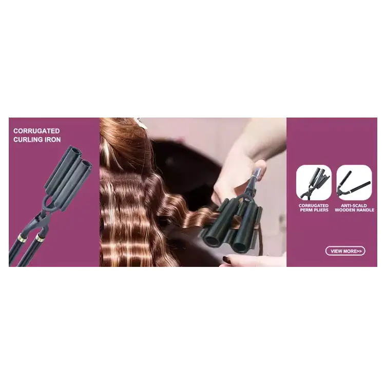Dobbel crimper krølljern komfyrsett
